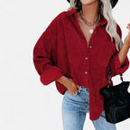 Renvieri | Surchemise Femme Oversize en Velours Côtelé – Élégance Décontractée