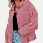 Renvieri | Surchemise Femme Oversize en Velours Côtelé – Élégance Décontractée