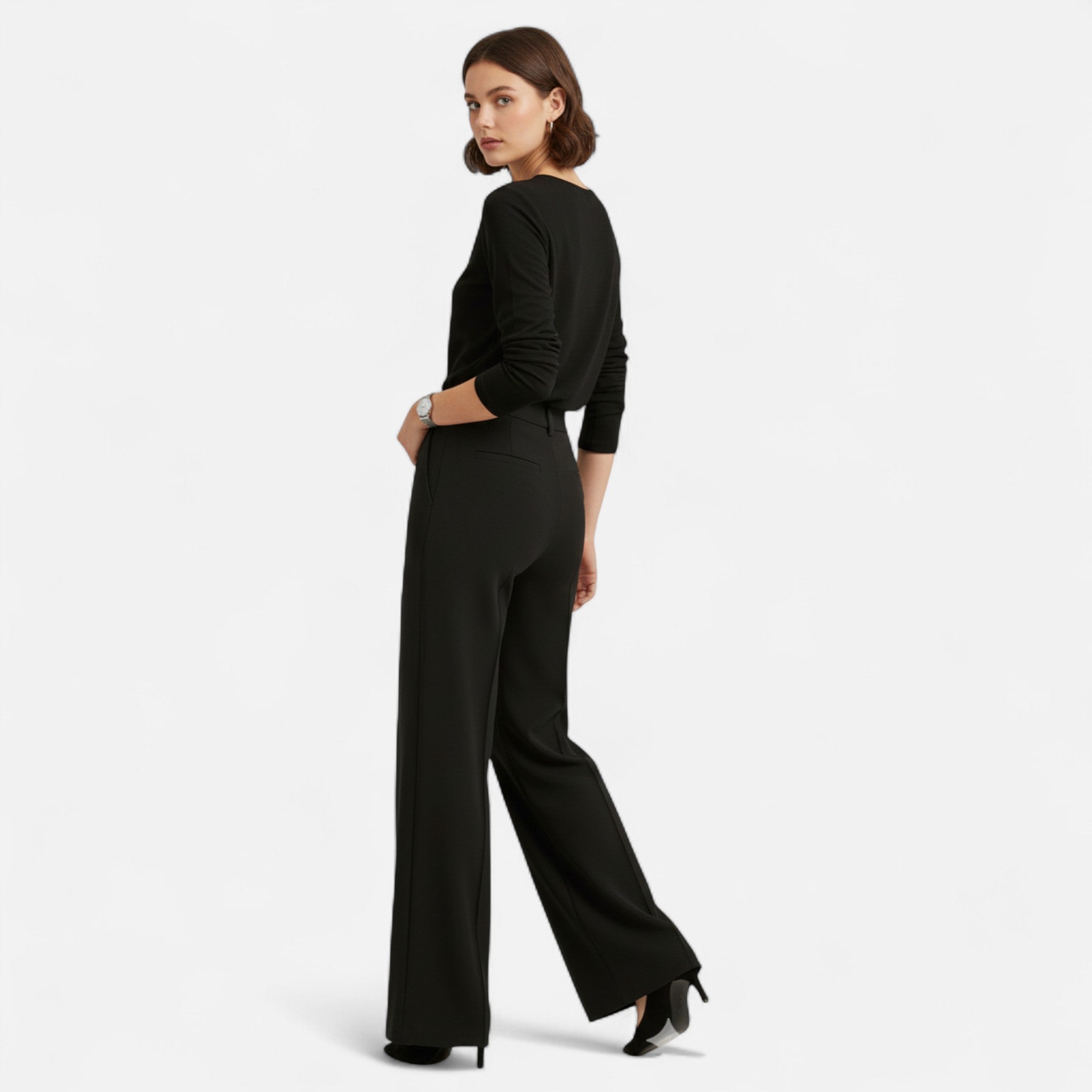 Renvieri | Pantalon Taille Haute Asymétrique – Élégance Sculptée