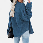 Renvieri | Surchemise Femme Oversize en Velours Côtelé – Élégance Décontractée