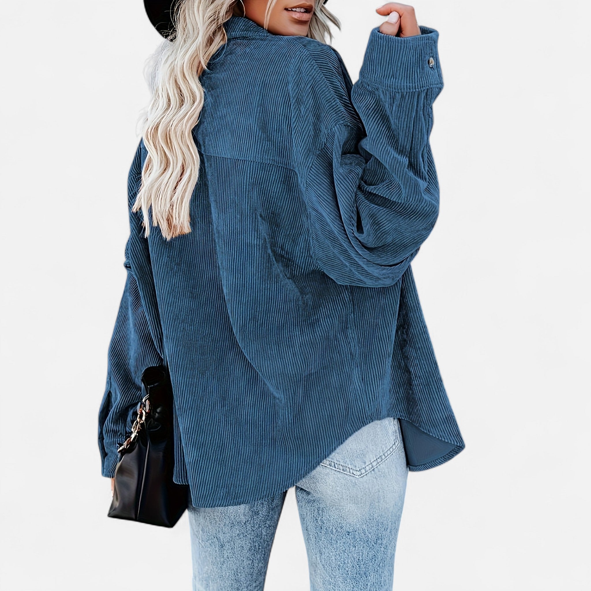 Renvieri | Surchemise Femme Oversize en Velours Côtelé – Élégance Décontractée