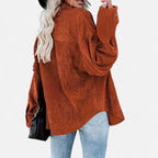 Renvieri | Surchemise Femme Oversize en Velours Côtelé – Élégance Décontractée