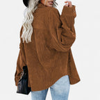 Renvieri | Surchemise Femme Oversize en Velours Côtelé – Élégance Décontractée