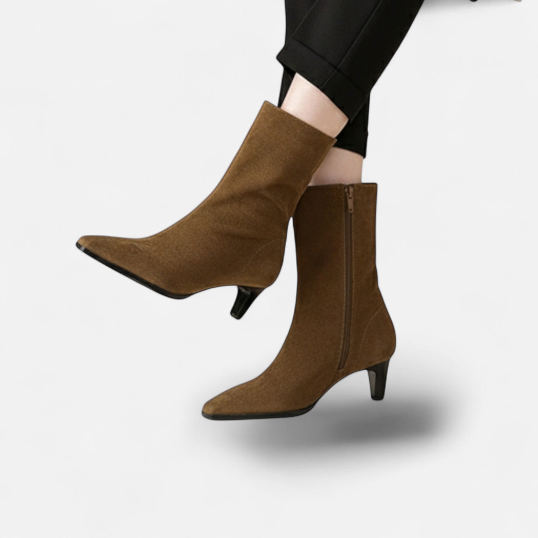 Renvieri | Bottines à Talon Bloc Haut Femme – Suède Élégant