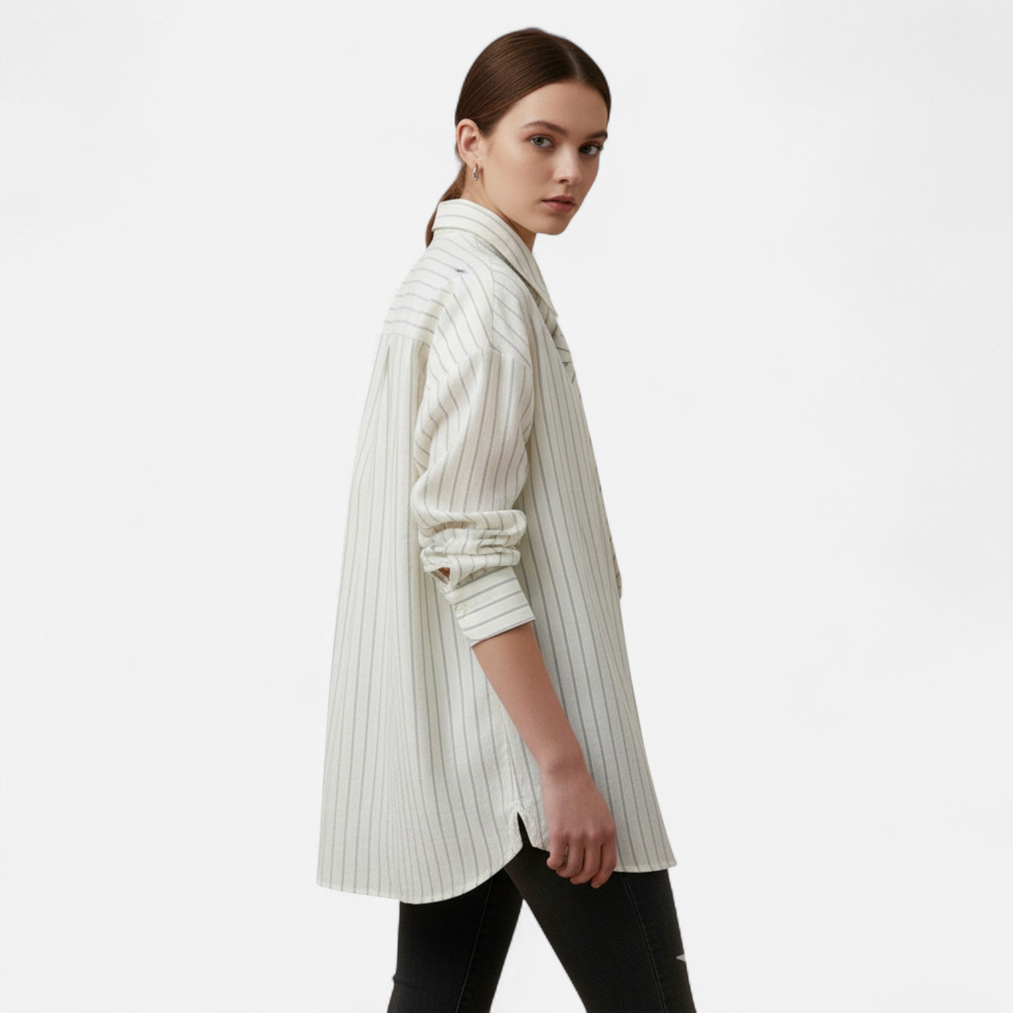 Renvieri | Amélie – Chemise à Rayures avec Nœud Élégant