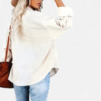 Renvieri | Surchemise Femme Oversize en Velours Côtelé – Élégance Décontractée