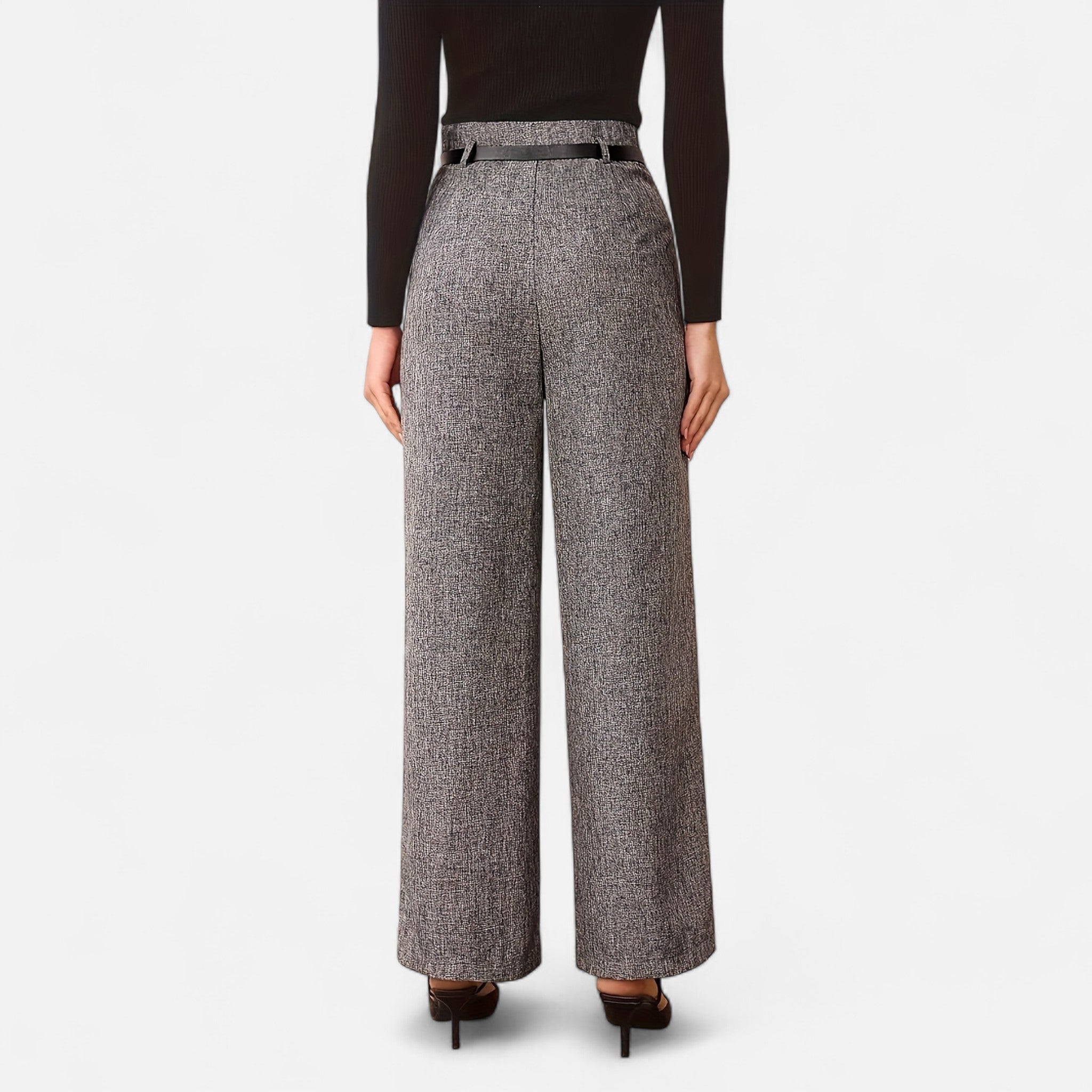 Renvieri | Pantalon Taille Haute Gris – Élégance Structurée