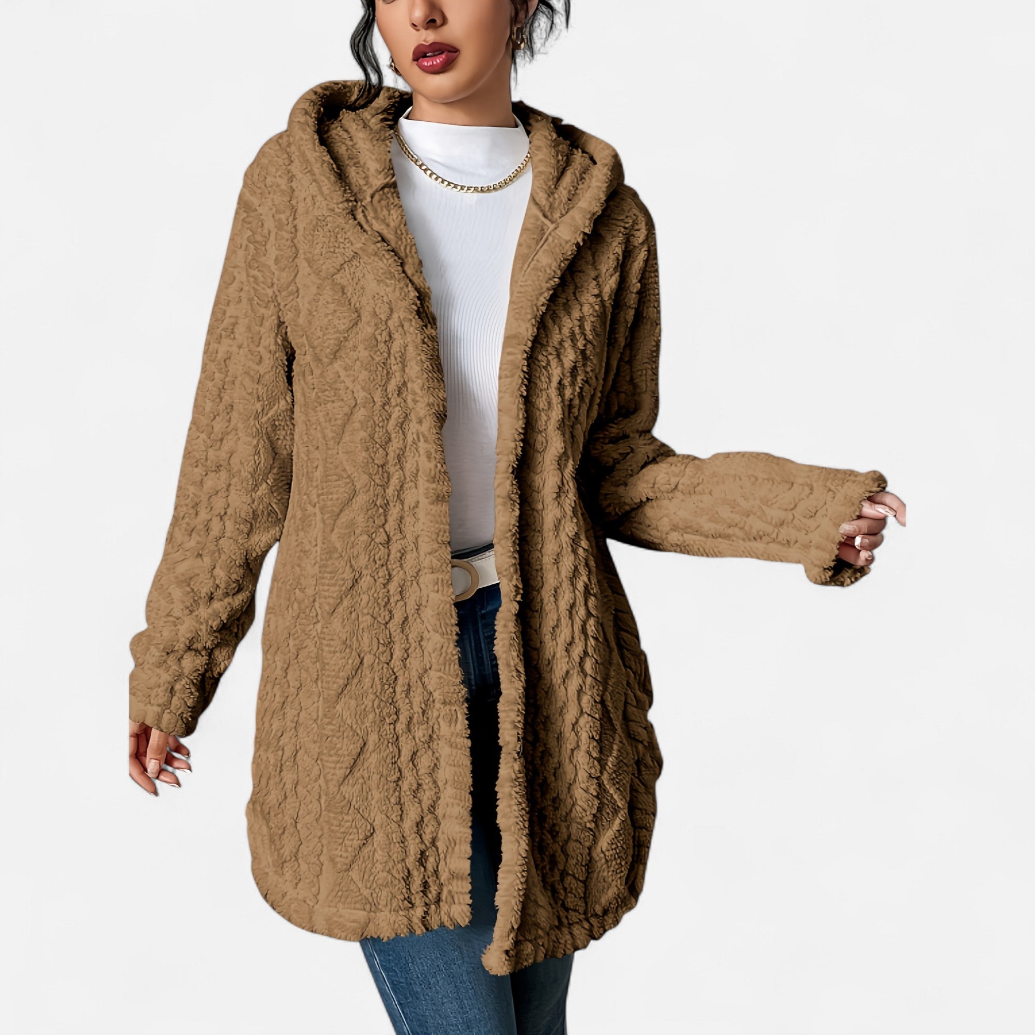 Renvieri | Manteau en Jacquard à Capuche – Élégance d’Hiver