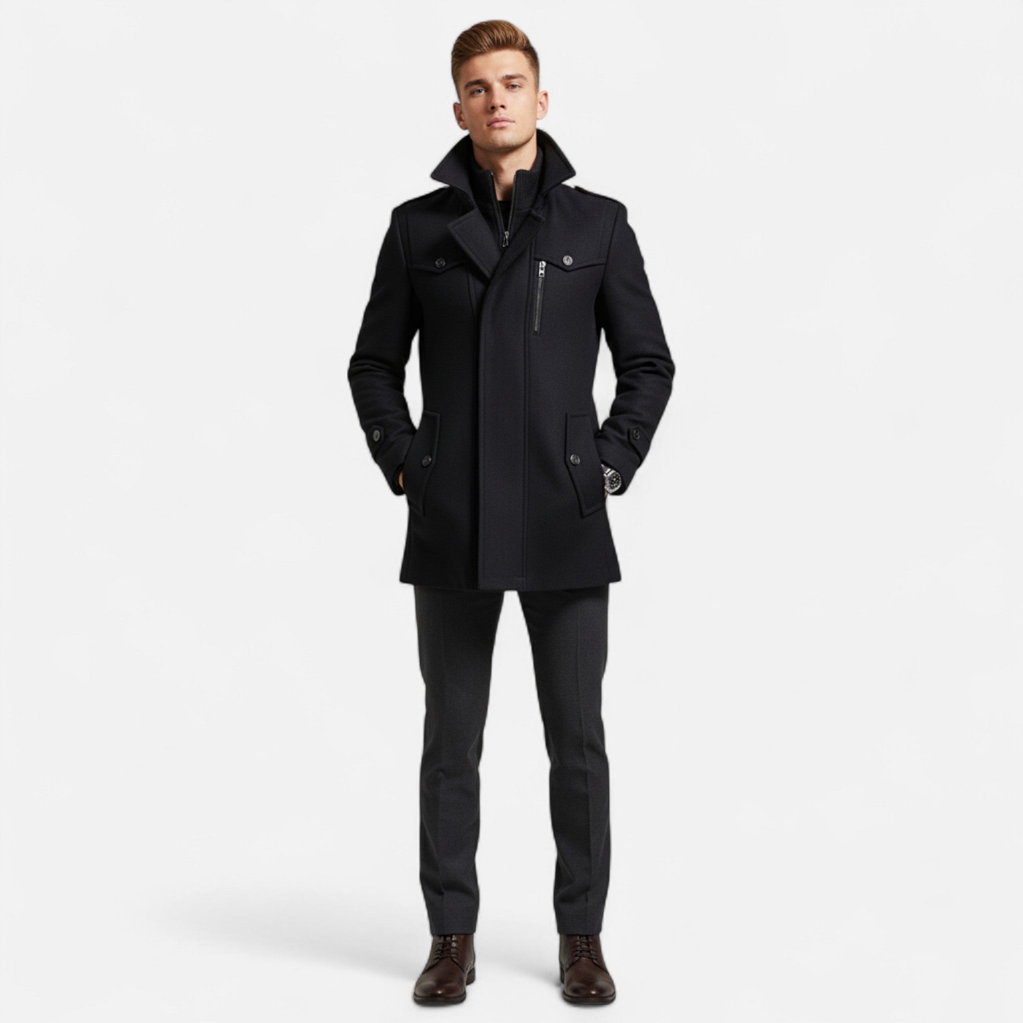 Renvieri | Manteau Croisé Homme – Étoffe Tweed et Allure Héritage