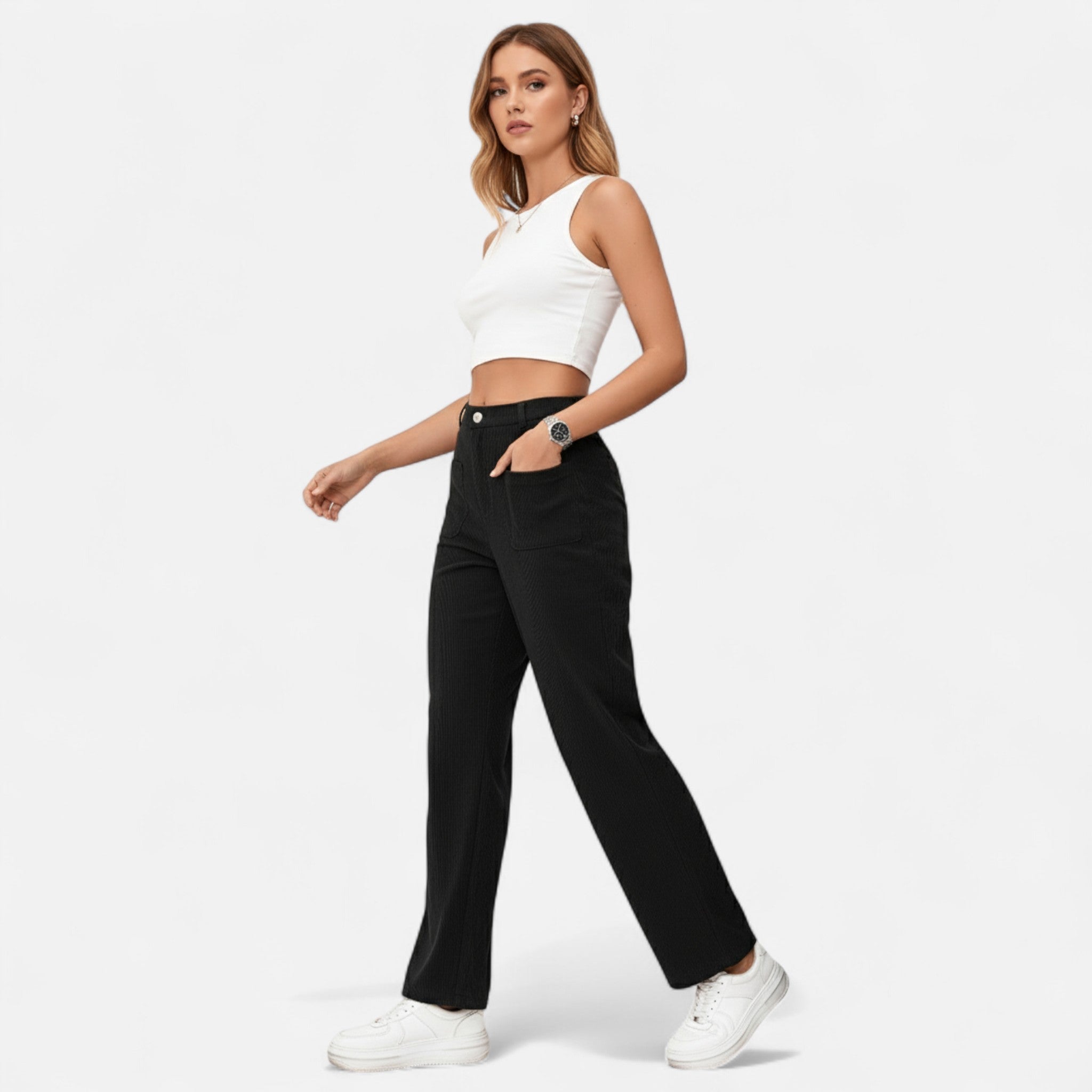 Renvieri | Pantalon Droit en Velours – Élégance Intemporelle