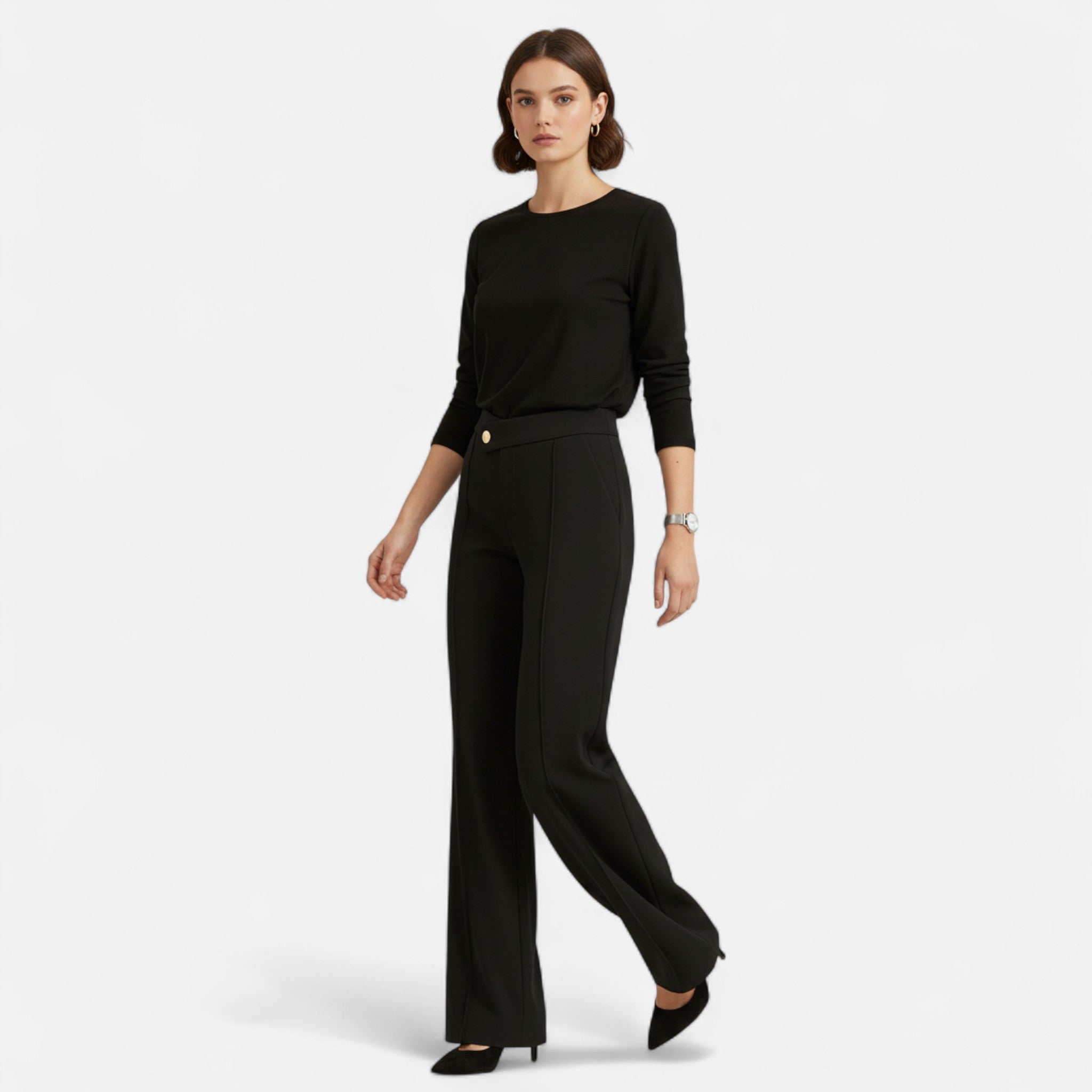 Renvieri | Pantalon Taille Haute Asymétrique – Élégance Sculptée