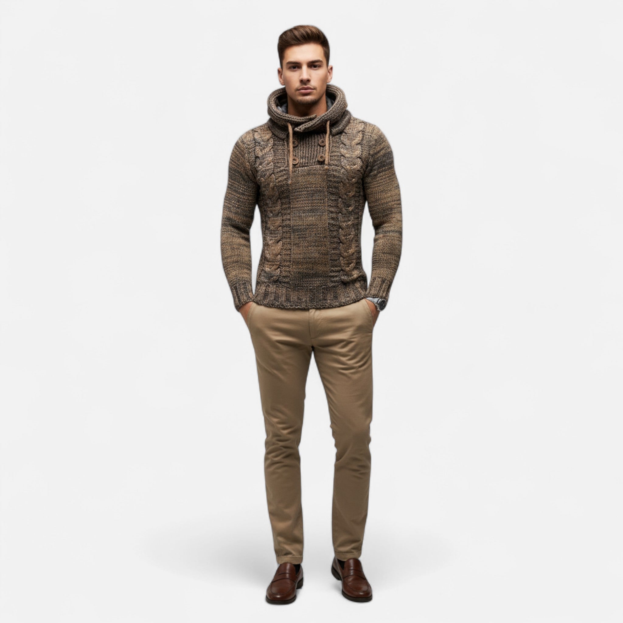 Renvieri | Pull à Torsades Ajusté – Raffinement Texturé