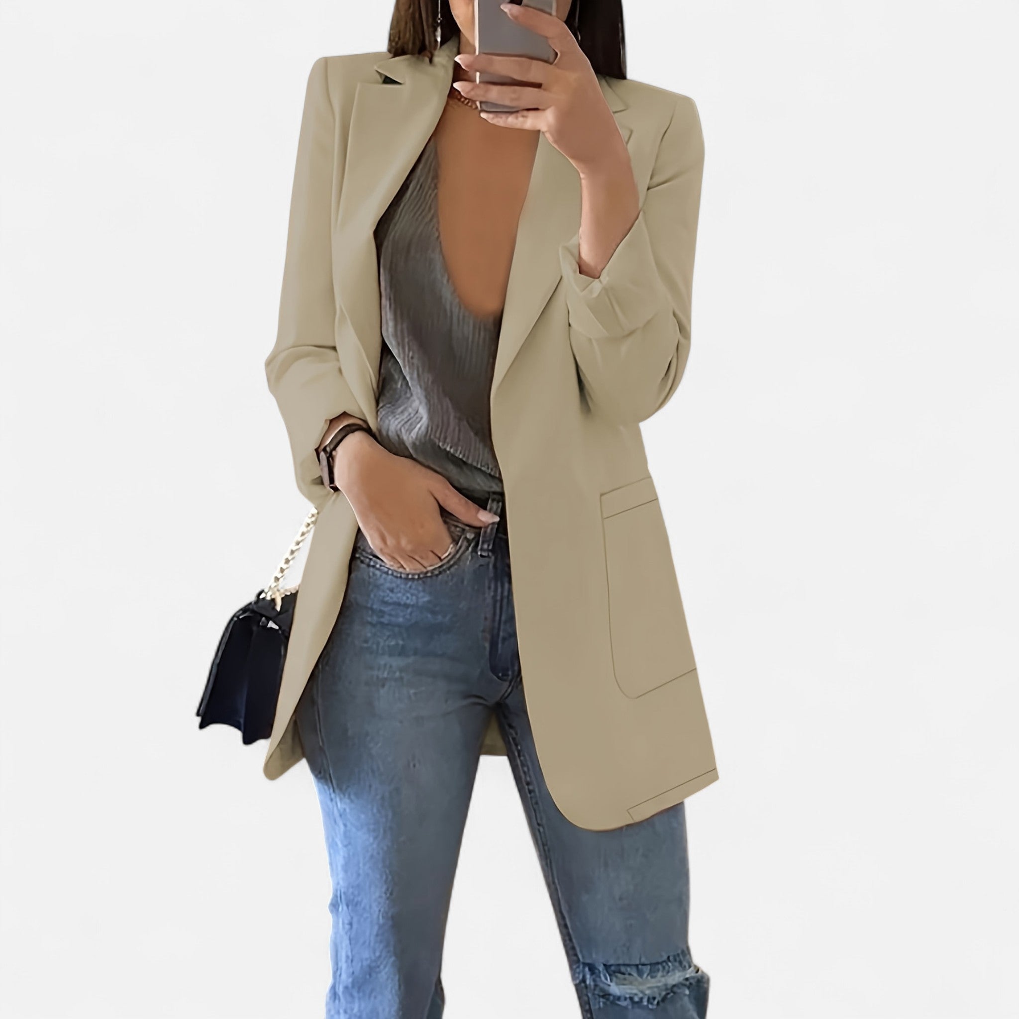 Renvieri | Blazer Croisé Bleu Poudré – Élégance Moderne