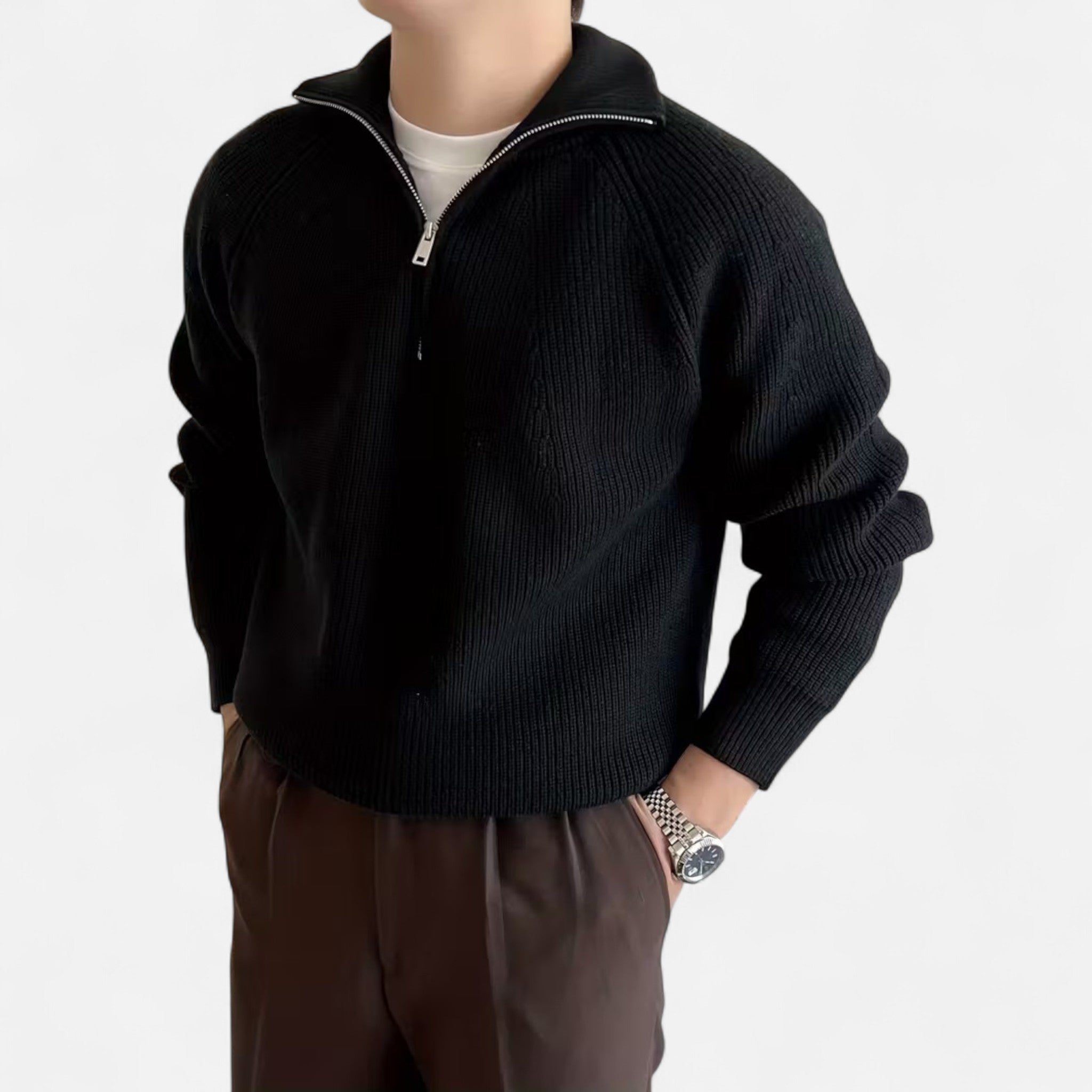 Renvieri | Pull Zippé Épais – Chaleur et Élégance Décontractée