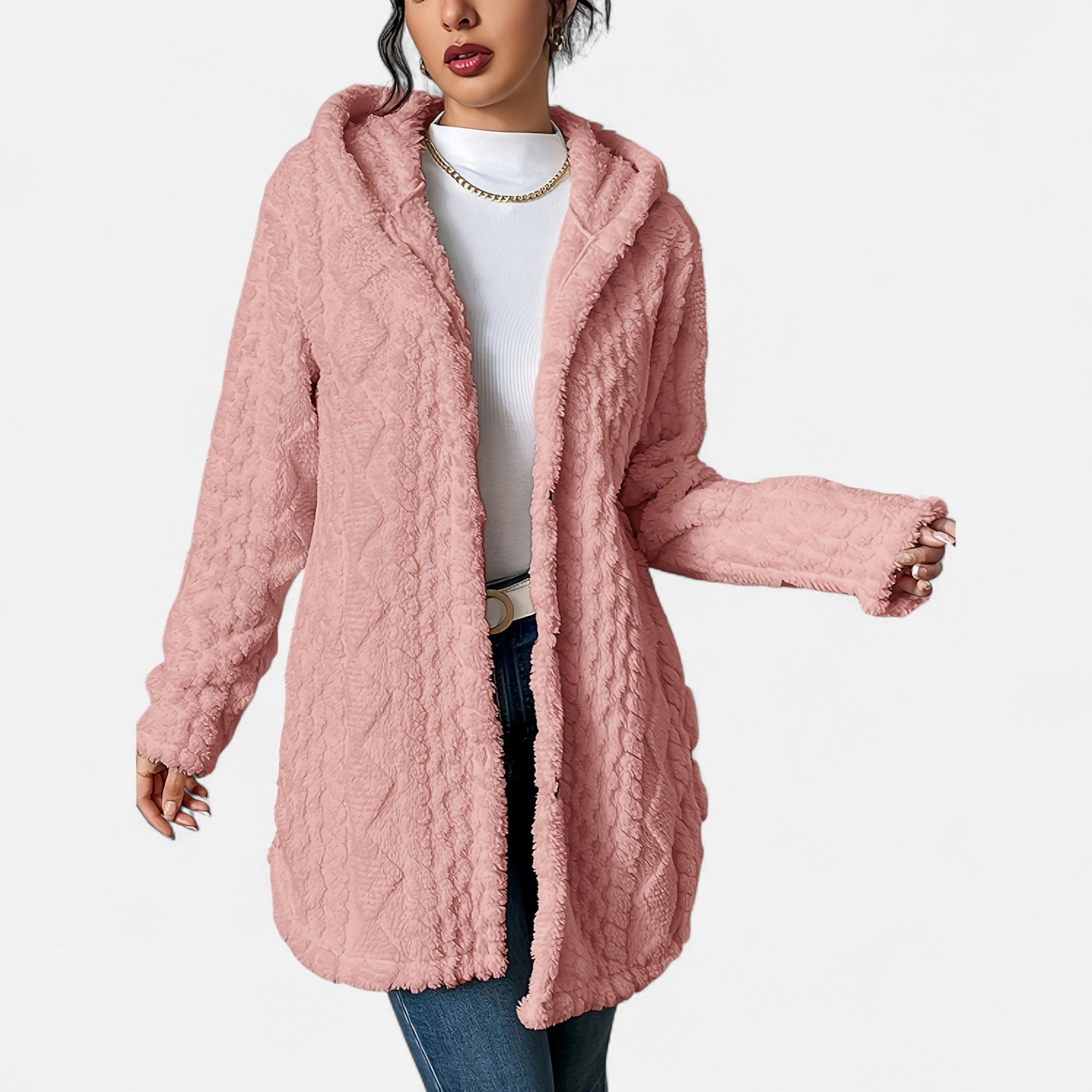 Renvieri | Manteau en Jacquard à Capuche – Élégance d’Hiver