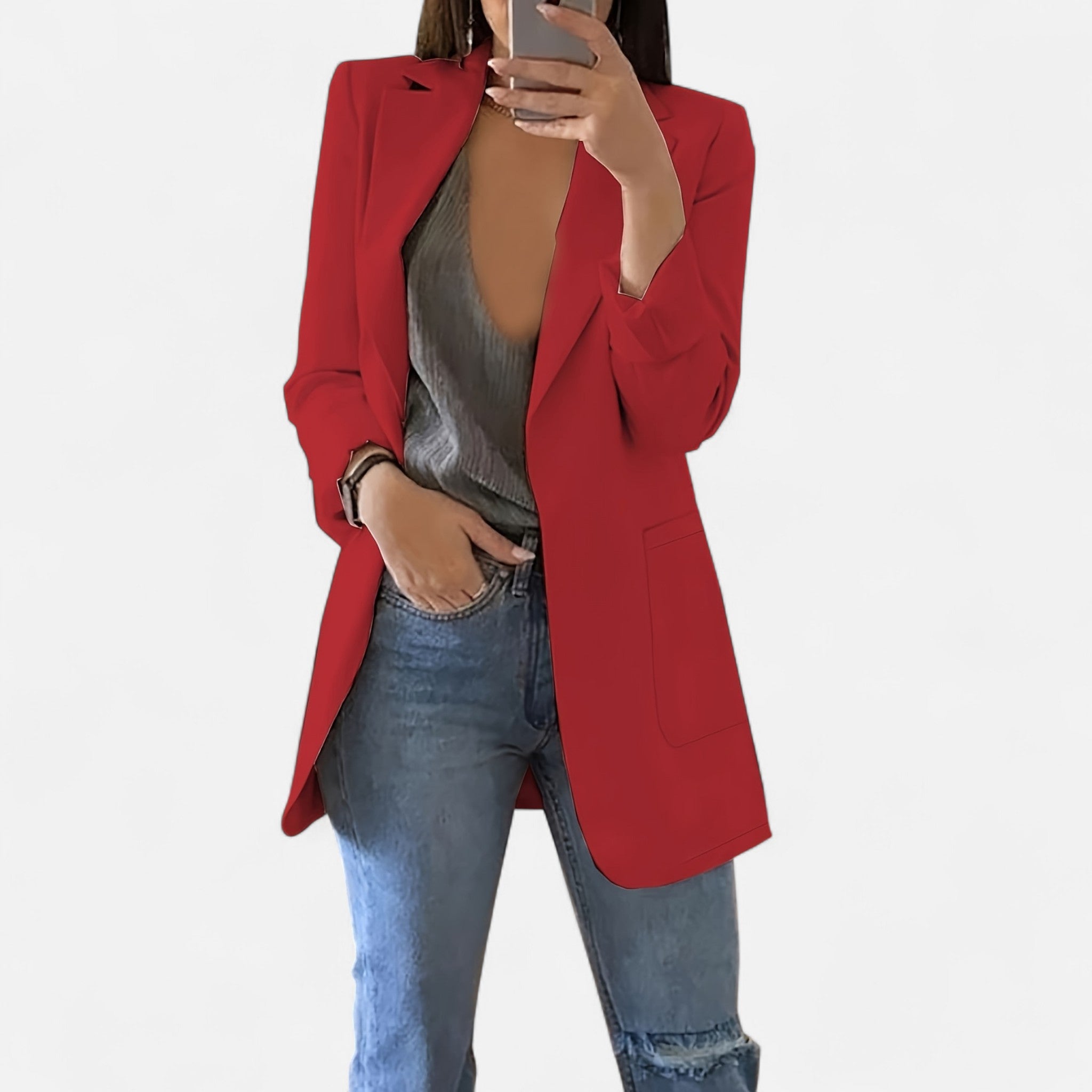 Renvieri | Blazer Croisé Bleu Poudré – Élégance Moderne