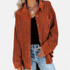 Renvieri | Surchemise Femme Oversize en Velours Côtelé – Élégance Décontractée