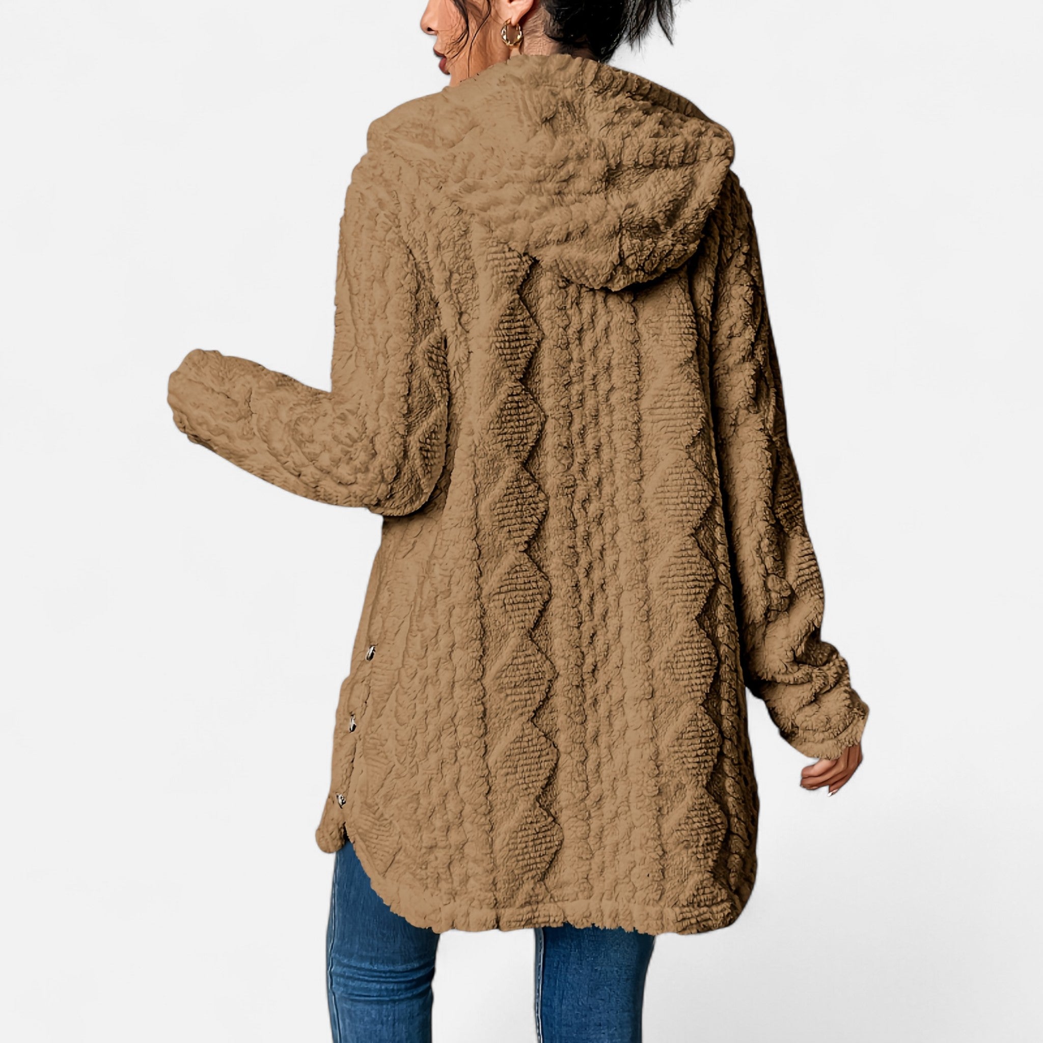 Renvieri | Manteau en Jacquard à Capuche – Élégance d’Hiver