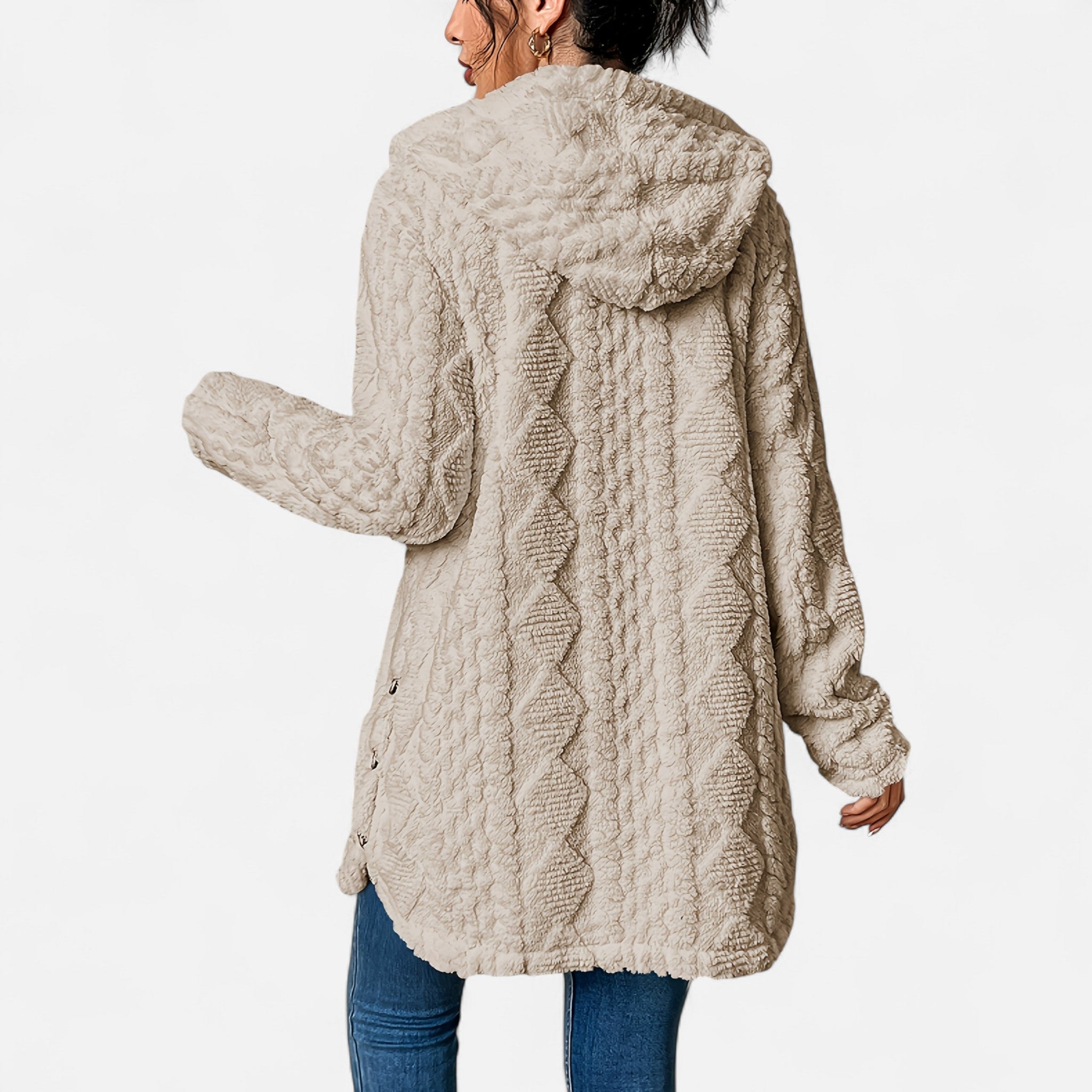 Renvieri | Manteau en Jacquard à Capuche – Élégance d’Hiver