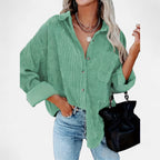 Renvieri | Surchemise Femme Oversize en Velours Côtelé – Élégance Décontractée