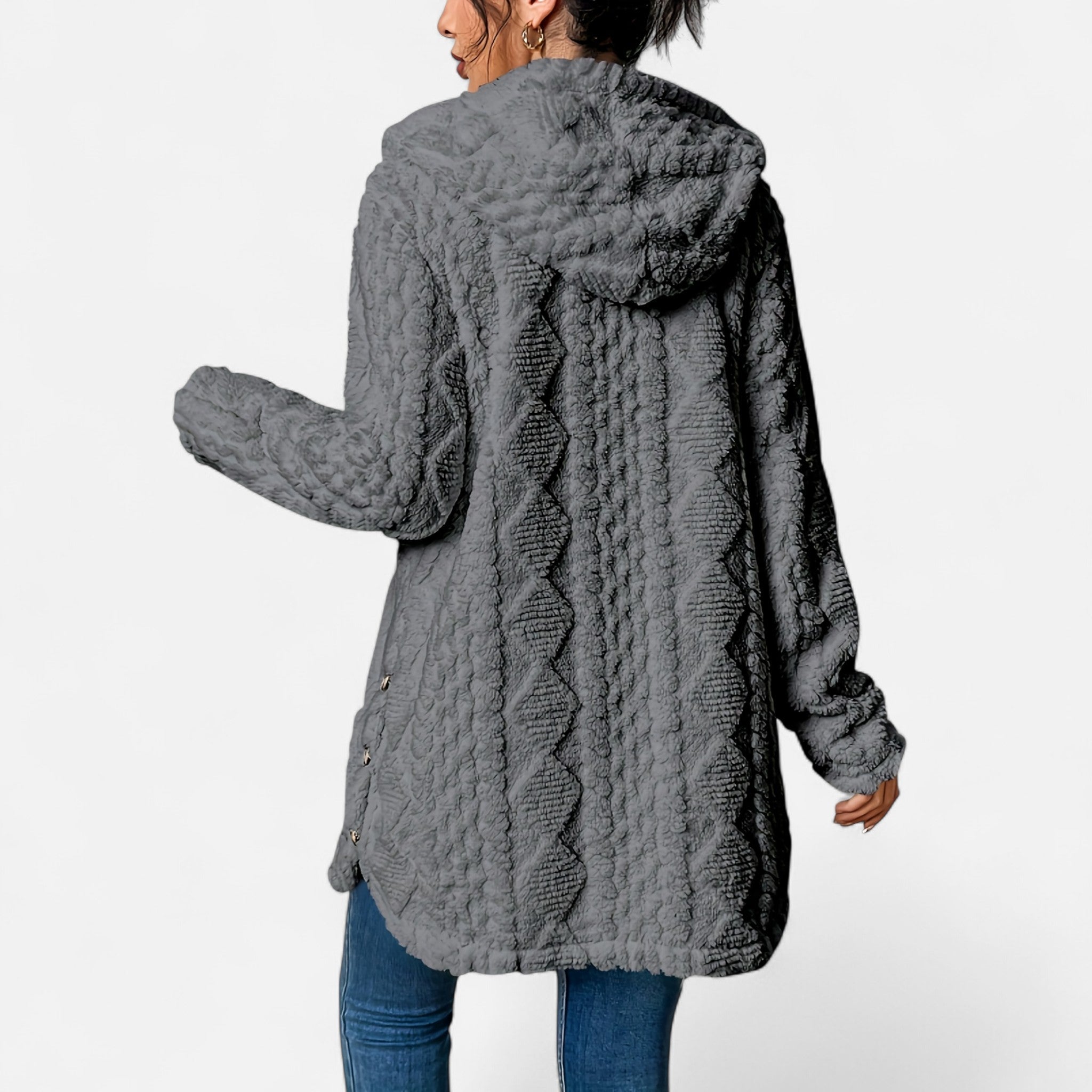 Renvieri | Manteau en Jacquard à Capuche – Élégance d’Hiver