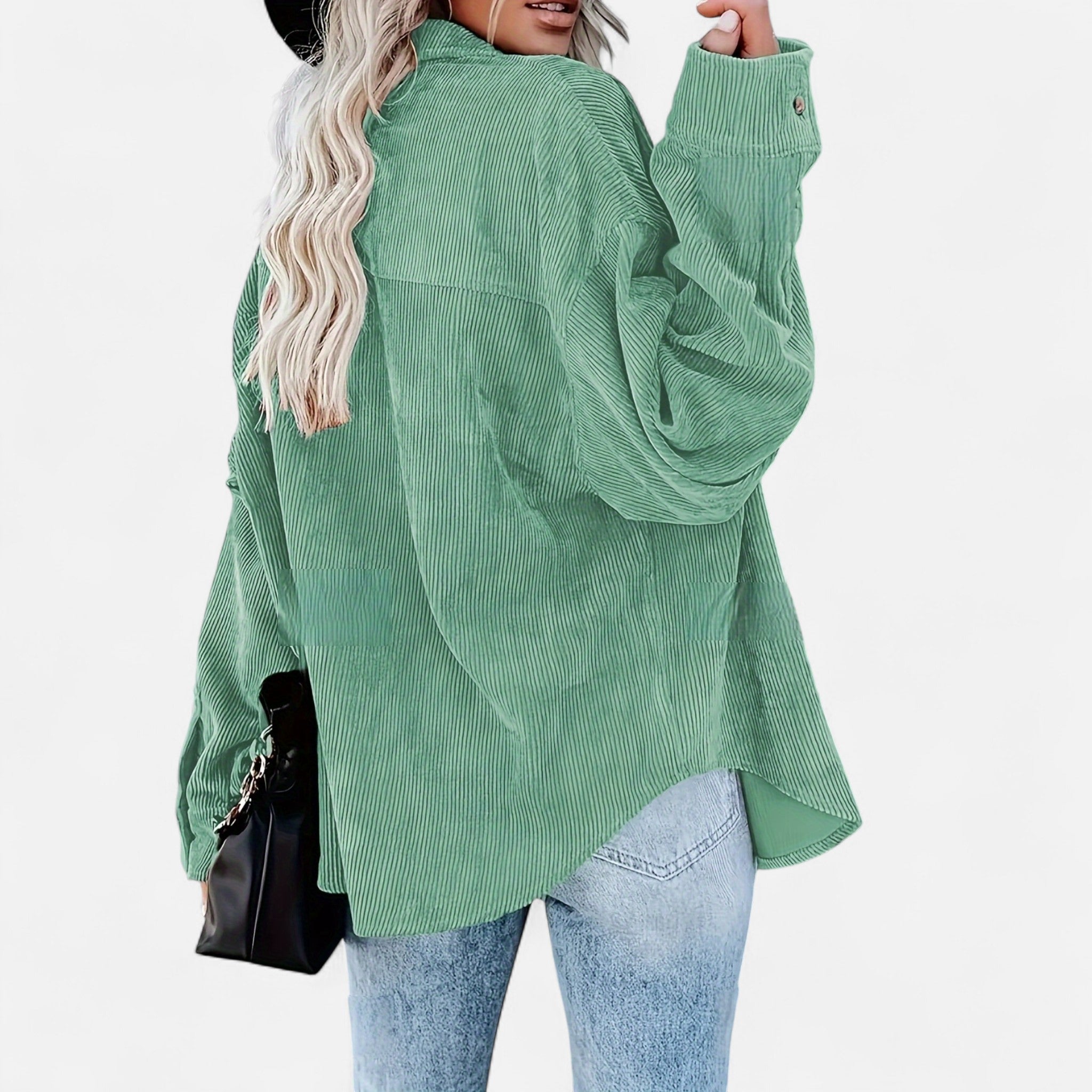 Renvieri | Surchemise Femme Oversize en Velours Côtelé – Élégance Décontractée