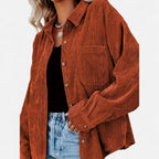 Renvieri | Surchemise Femme Oversize en Velours Côtelé – Élégance Décontractée