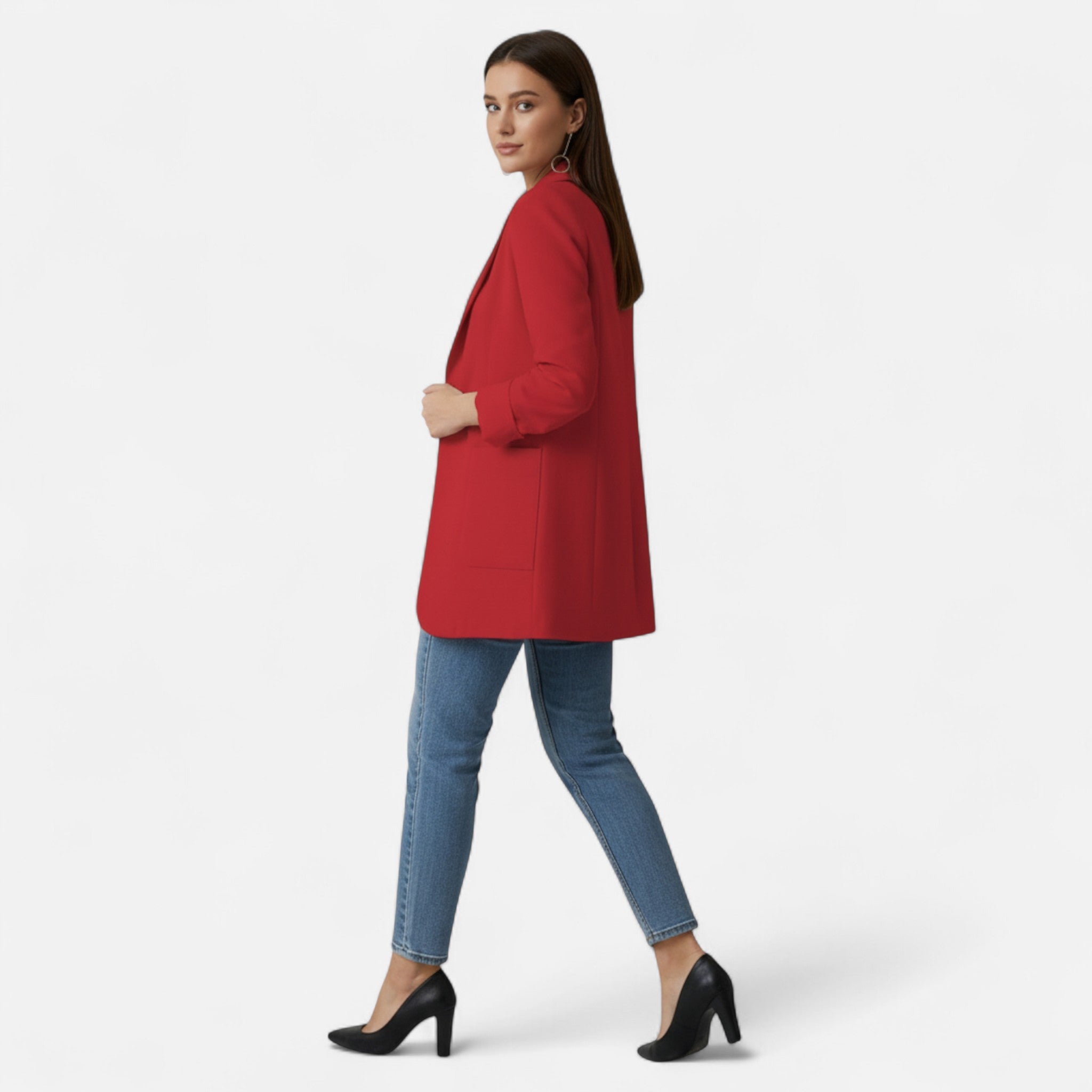 Renvieri | Blazer Croisé Bleu Poudré – Élégance Moderne