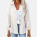 Renvieri | Surchemise Femme Oversize en Velours Côtelé – Élégance Décontractée