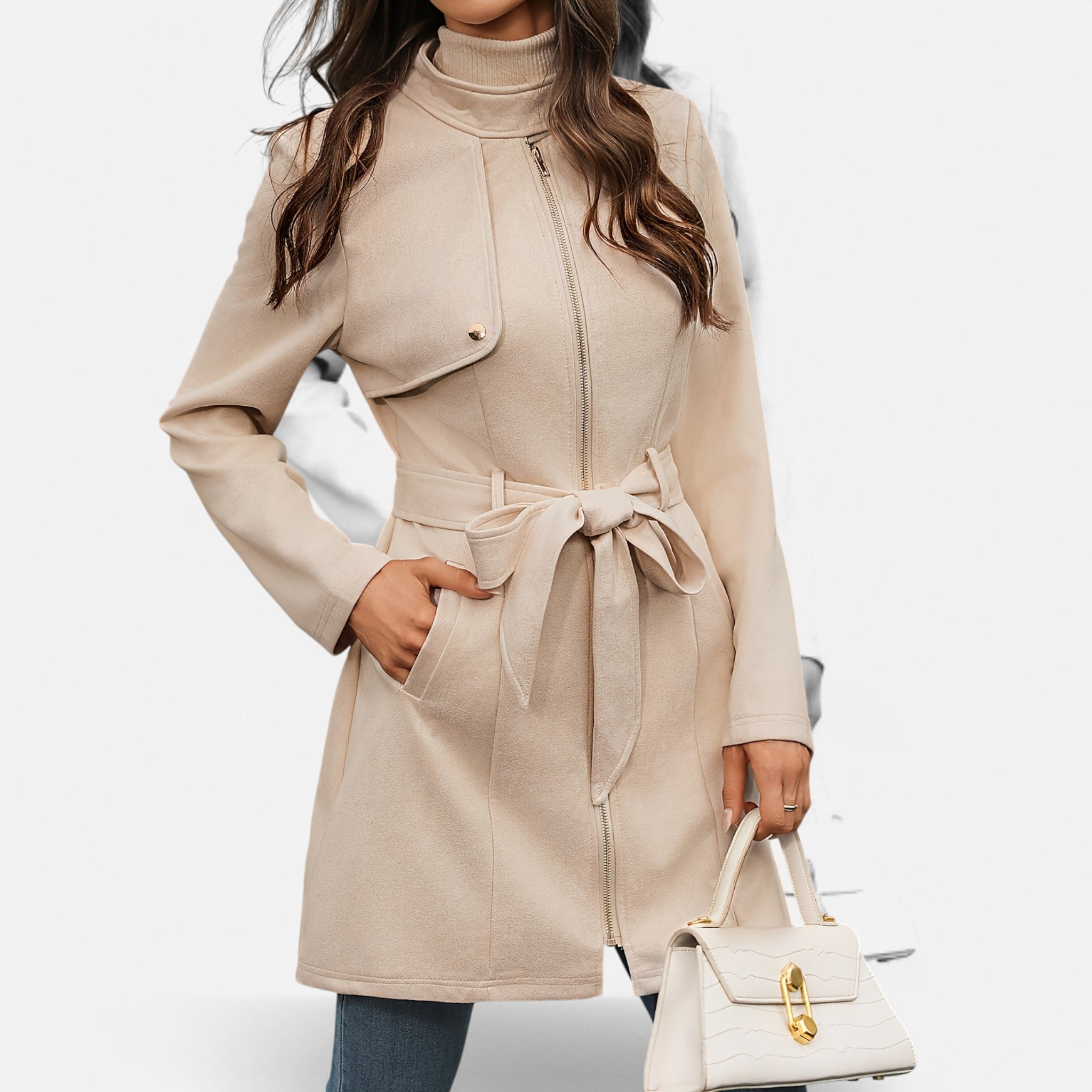 Renvieri | Trench Mi-Long Femme – Élégance Contemporaine et Lignes Pures