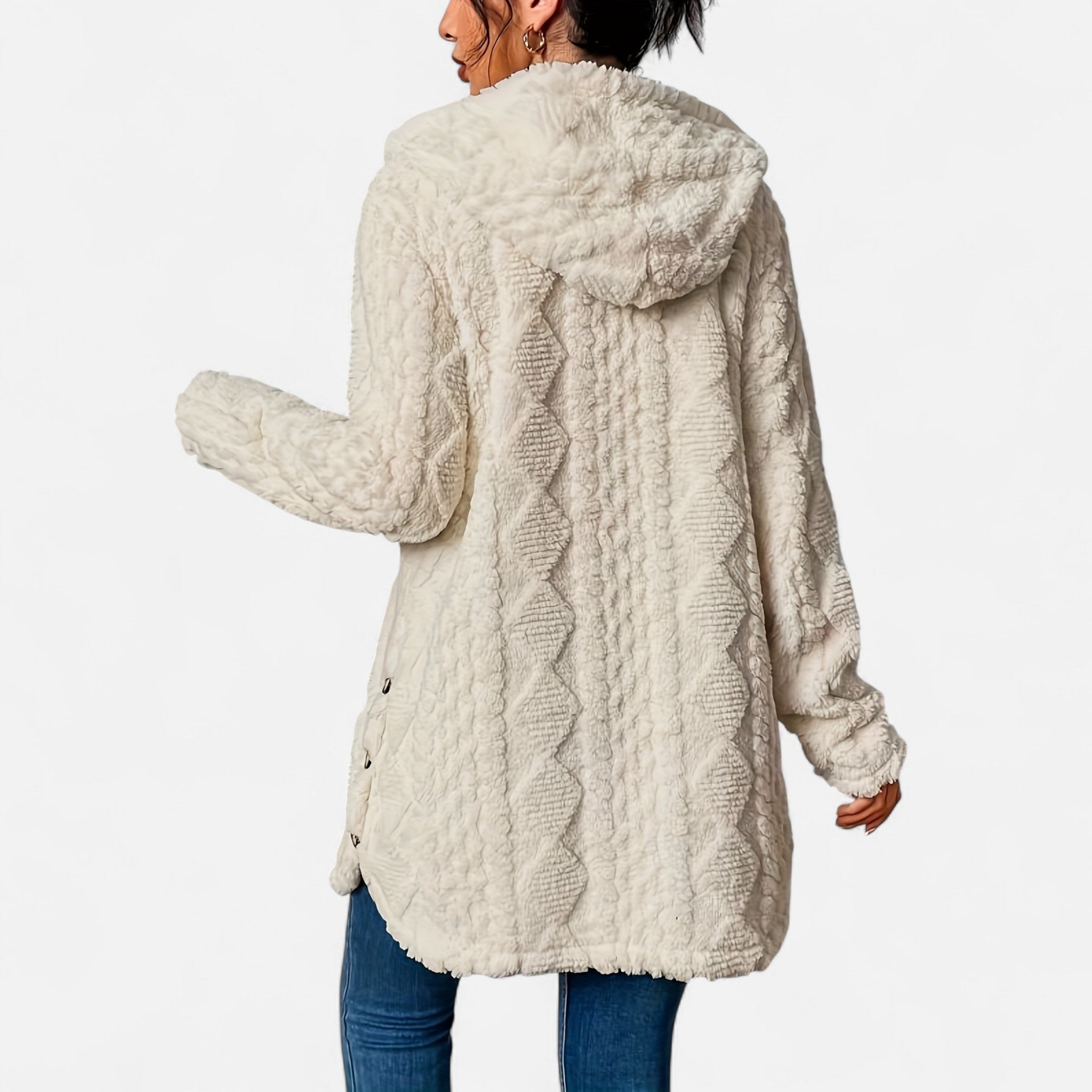 Renvieri | Manteau en Jacquard à Capuche – Élégance d’Hiver