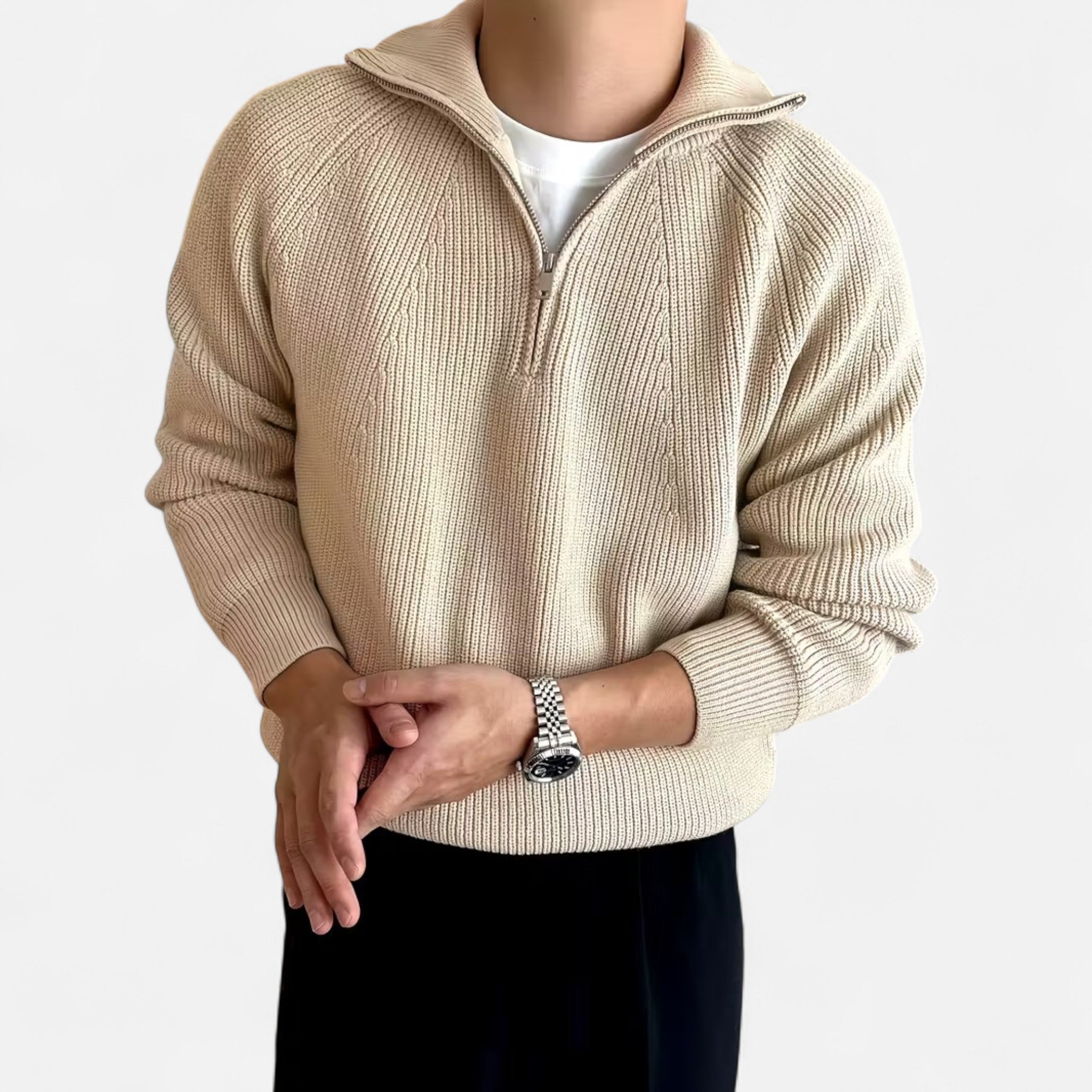 Renvieri | Pull Zippé Épais – Chaleur et Élégance Décontractée