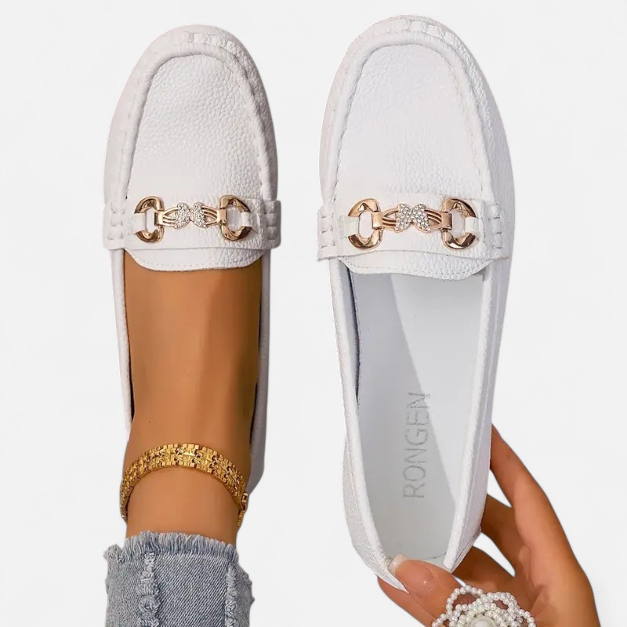 Renvieri | Mocassins Féminins à Bride Strass – Éclat Subtil
